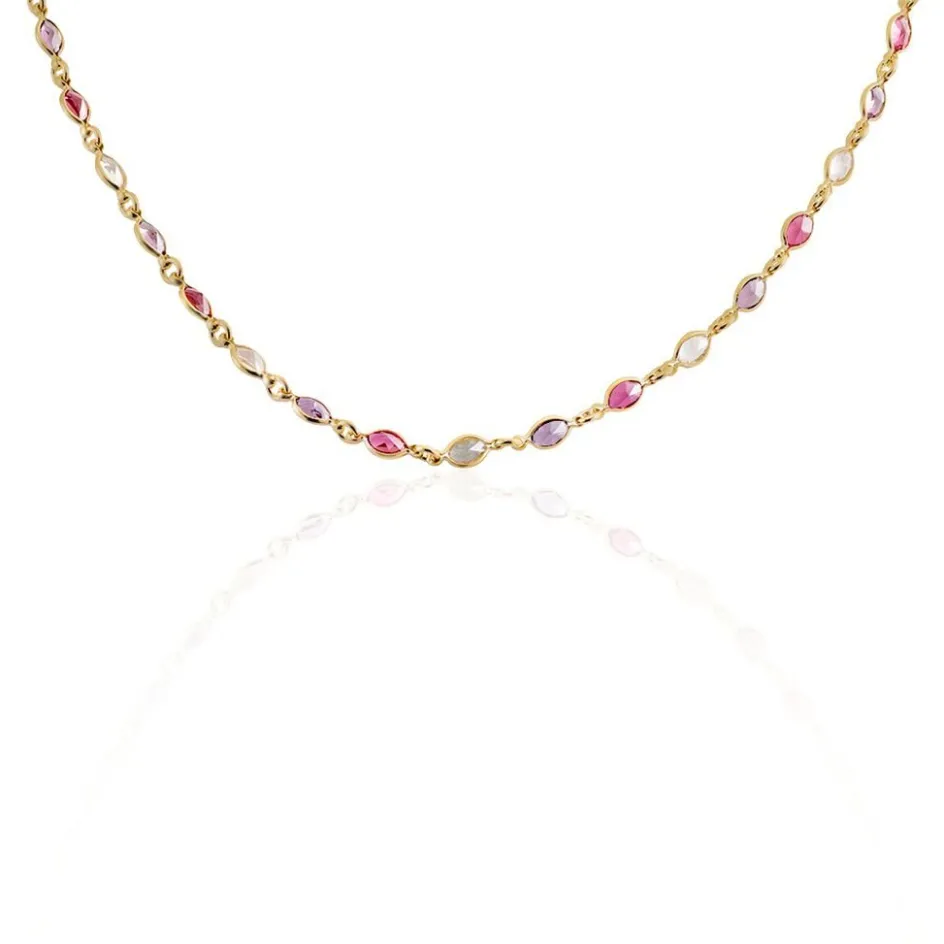 Sale Histoire d'Or Collier Ilvaae Plaqué Or Pierre De Synthèse Rose