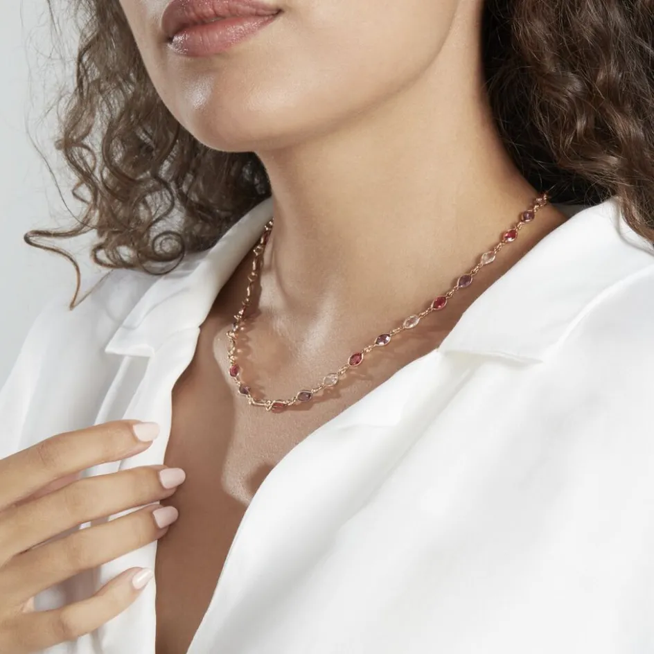 Sale Histoire d'Or Collier Ilvaae Plaqué Or Pierre De Synthèse Rose