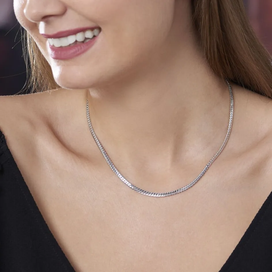 Clearance Histoire d'Or Collier Izel Maille Anglaise or blanc