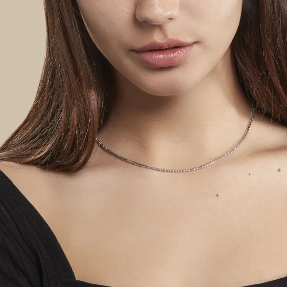 New Histoire d'Or Collier Jany Maille Palmier or blanc