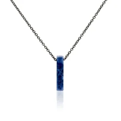 New JOURDAN Collier Acier Noir Sodalite