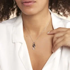 Outlet Histoire d'Or Collier Link Argent Blanc Céramique Et Oxyde De Zirconium