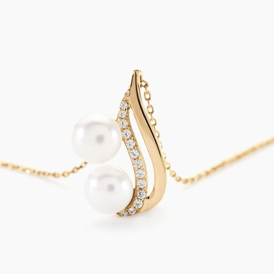 Outlet Histoire d'Or Collier Loeva Or Jaune Perle De Culture Et Oxyde De Zirconium