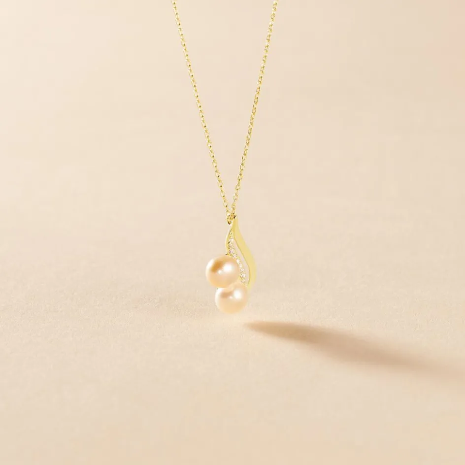 Outlet Histoire d'Or Collier Loeva Or Jaune Perle De Culture Et Oxyde De Zirconium