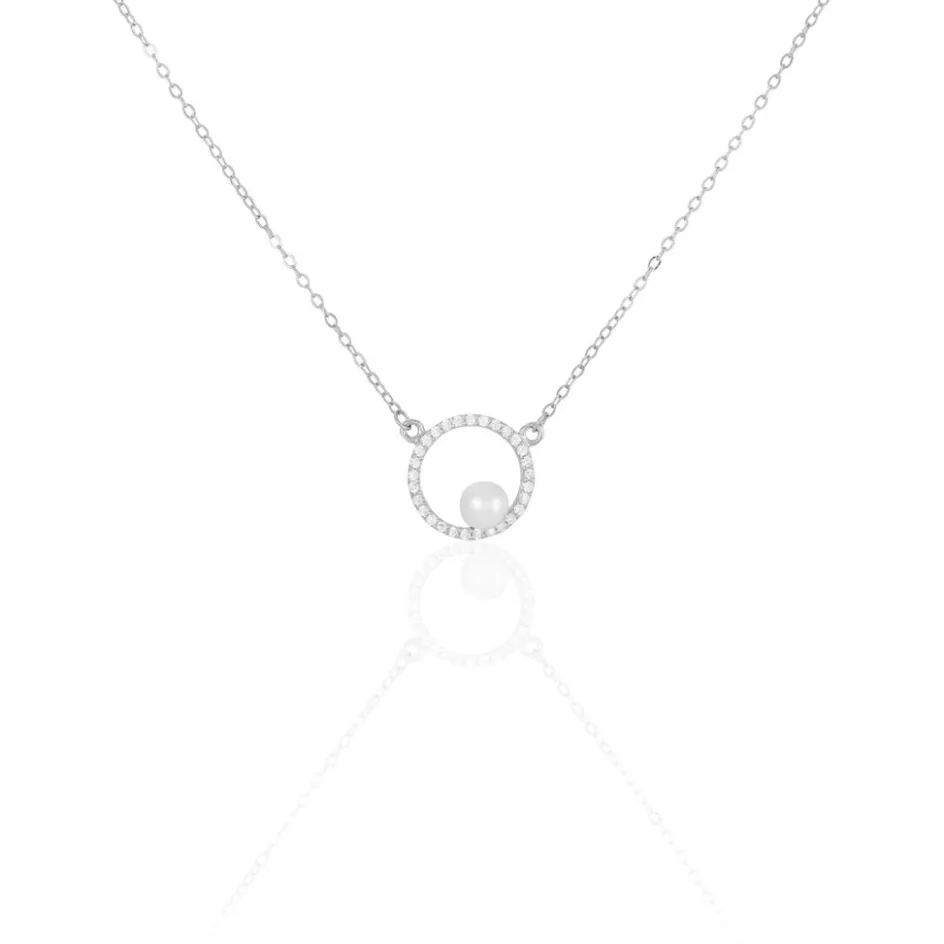 Clearance Histoire d'Or Collier Marthe Argent Blanc Perle De Culture Et Oxyde De Zirconium