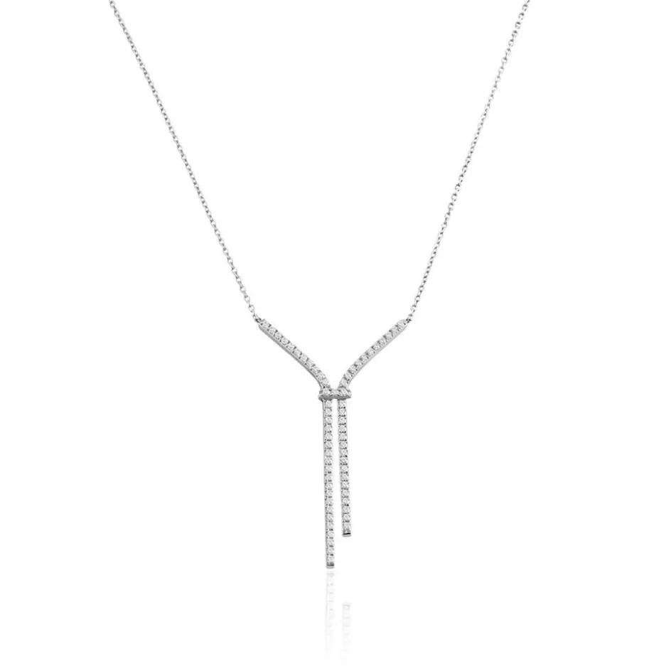 Outlet Histoire d'Or Collier Or Blanc Gwalduz Oxydes De Zirconium