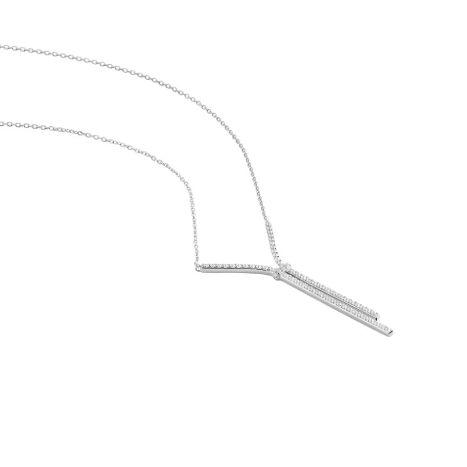 Outlet Histoire d'Or Collier Or Blanc Gwalduz Oxydes De Zirconium