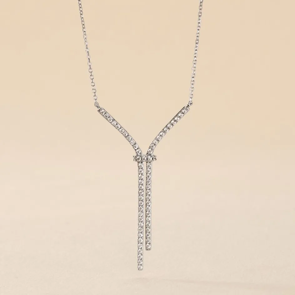 Outlet Histoire d'Or Collier Or Blanc Gwalduz Oxydes De Zirconium