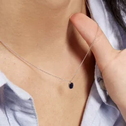 Online Histoire d'Or Collier Ovale or blanc saphir