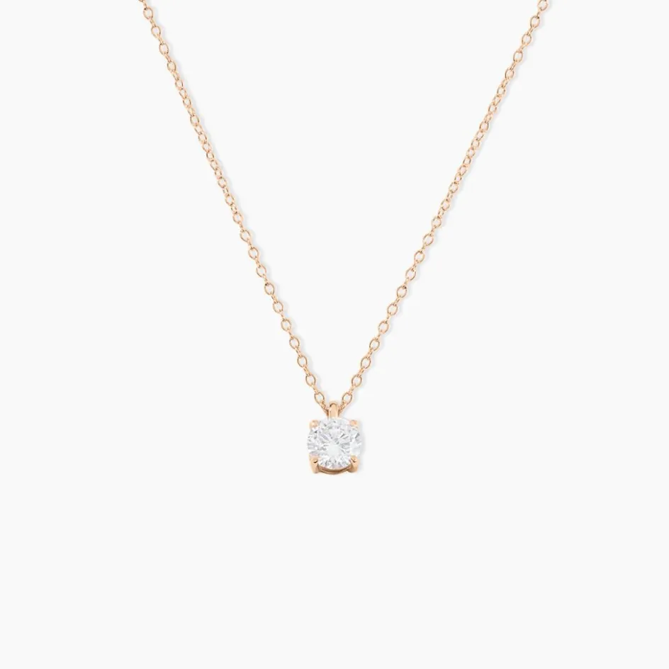 New Histoire d'Or Collier Solitaire Argent Rose Lylwenn Oxyde De Zirconium argent rose oxyde