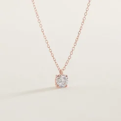 New Histoire d'Or Collier Solitaire Argent Rose Lylwenn Oxyde De Zirconium argent rose oxyde