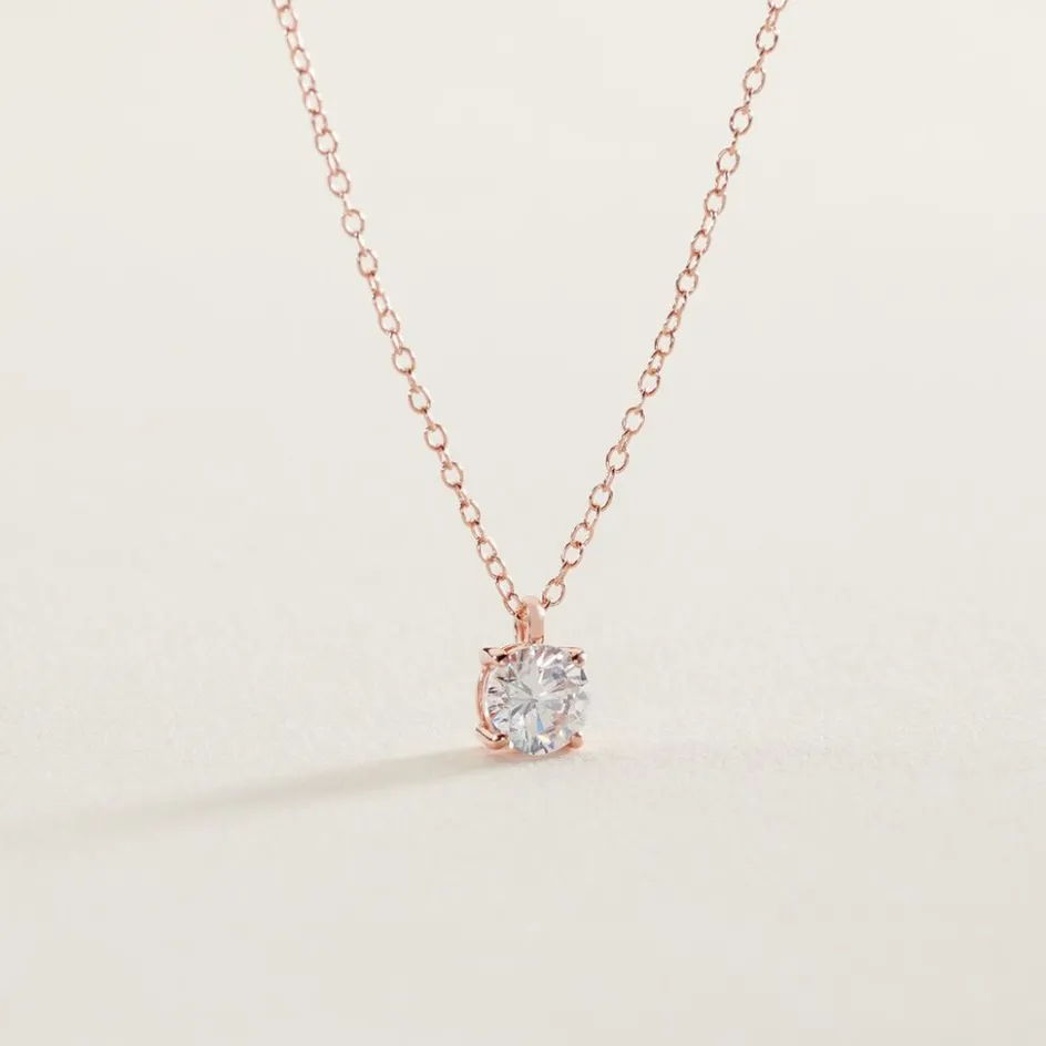 New Histoire d'Or Collier Solitaire Argent Rose Lylwenn Oxyde De Zirconium argent rose oxyde