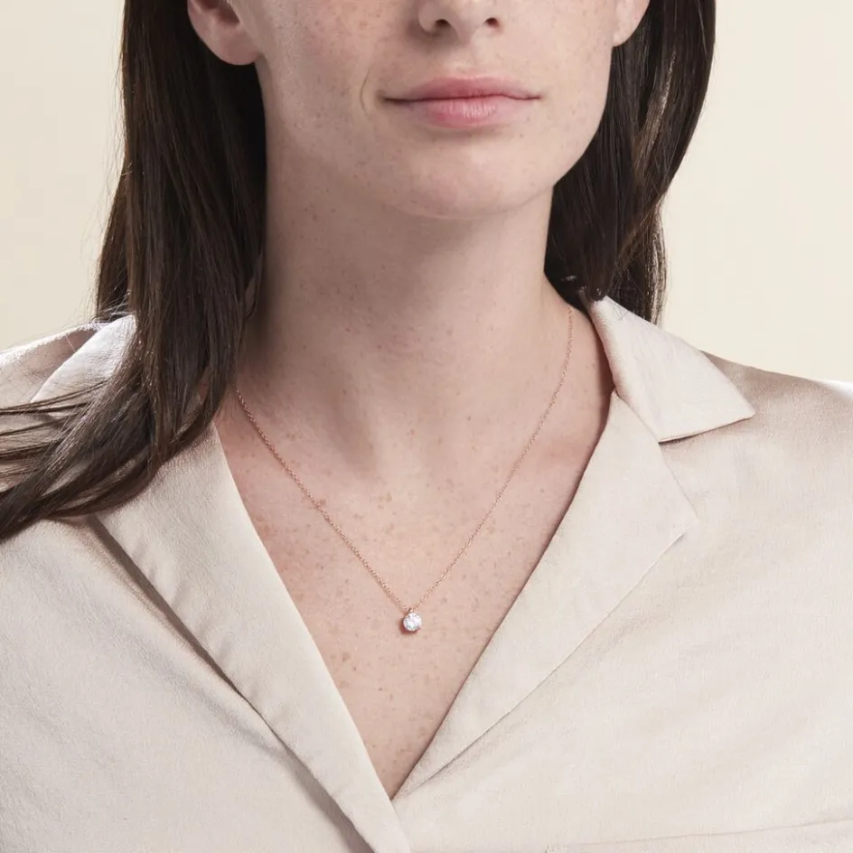 New Histoire d'Or Collier Solitaire Argent Rose Lylwenn Oxyde De Zirconium argent rose oxyde