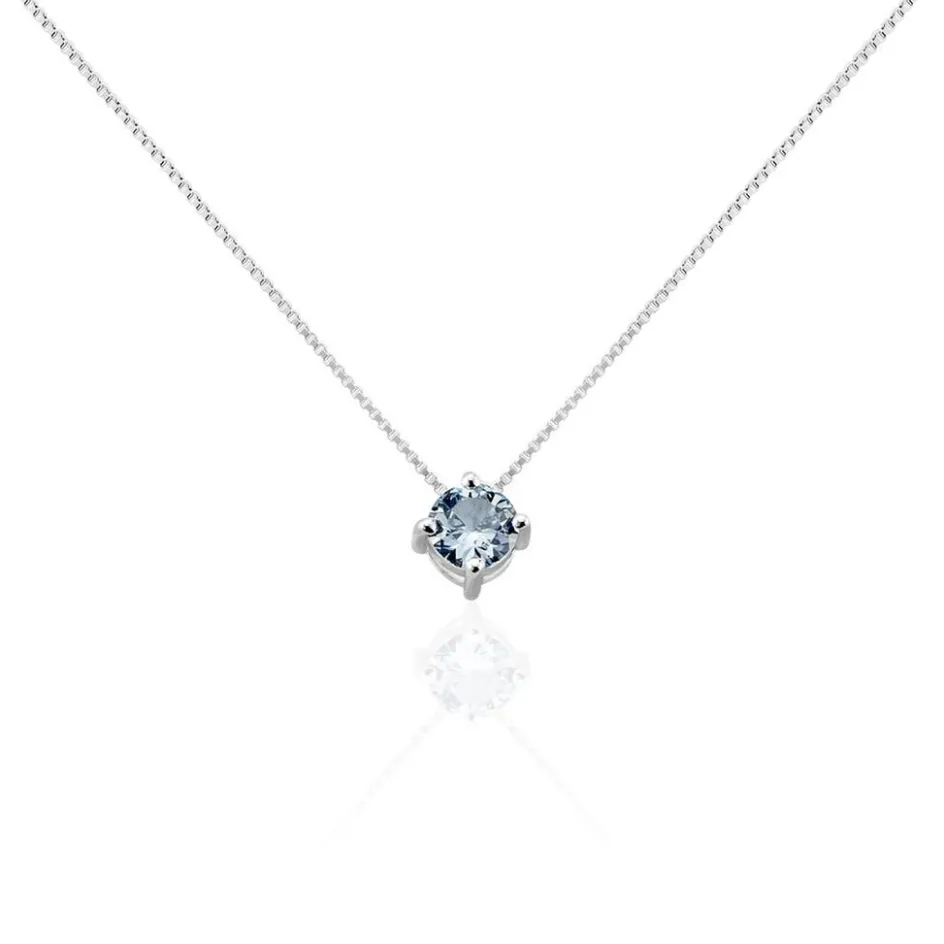 Best Histoire d'Or Collier Solitaire Argent Blanc Rio Santa Teresa Oxyde De Zirconium argent blanc oxyde bleu sky