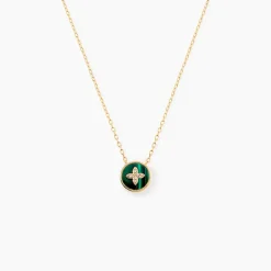 Sale Histoire d'Or Collier Talisman Or Jaune Malachite Diamant