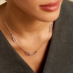 Best Histoire d'Or Collier Trait D'union Argent Blanc Oxyde De Zirconium