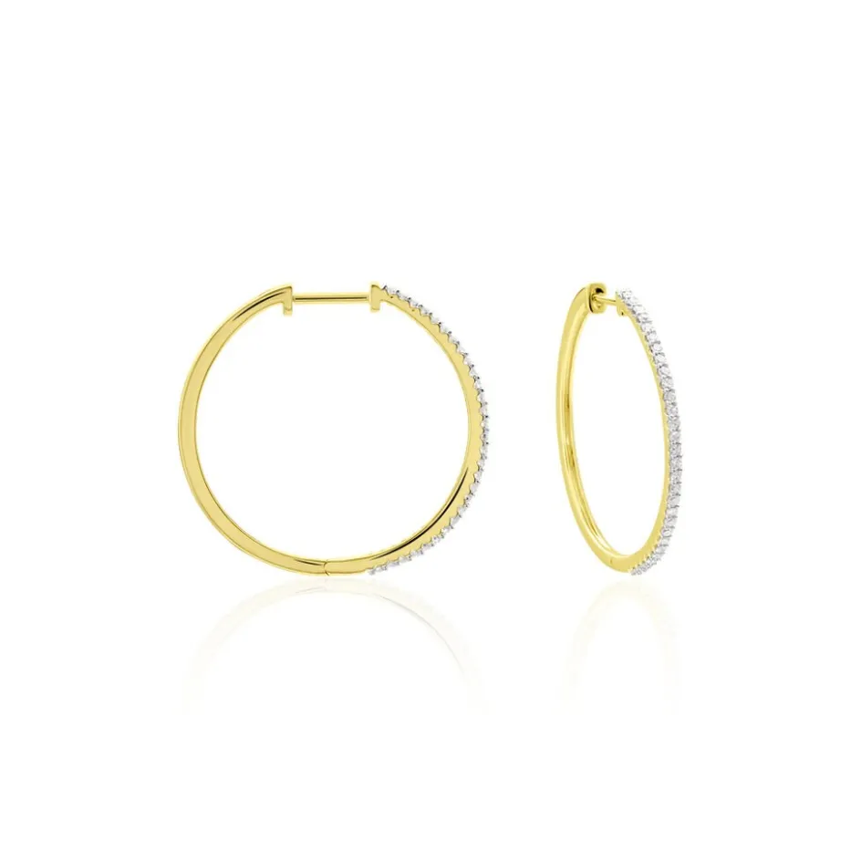 Histoire d'Or Creoles Or Jaune Aryanna Diamants* Boucles D'Oreilles|Boucles D'Oreilles Créoles