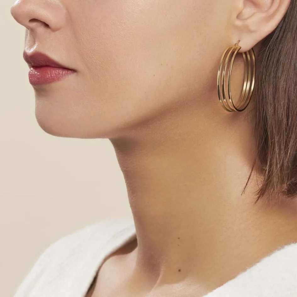 Hot Histoire d'Or Créoles Adel Acier Jaune acier doré