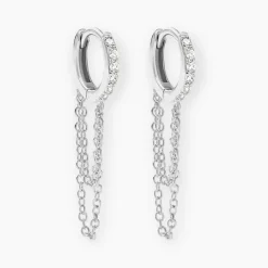 Clearance Histoire d'Or Créoles Argent Blanc Ibai Oxydes De Zirconium