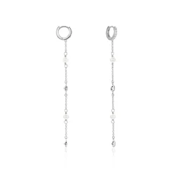 Online Histoire d'Or Créoles Cadogan Argent Blanc Perle De Culture Oxyde De Zirconium