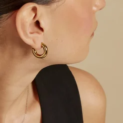 Sale Histoire d'Or Créoles Cassis acier jaune