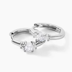 Outlet Histoire d'Or Créoles Felipa Argent Blanc Oxyde De Zirconium