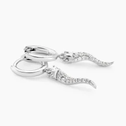 Outlet Histoire d'Or Créoles Horn Argent Blanc Oxyde De Zirconium