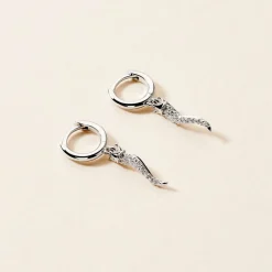 Outlet Histoire d'Or Créoles Horn Argent Blanc Oxyde De Zirconium