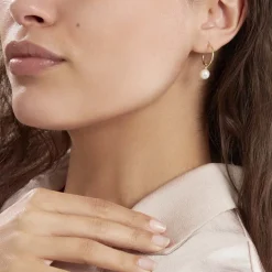 Outlet Histoire d'Or Créoles Inoussia Rondes Or Jaune Perle De Culture