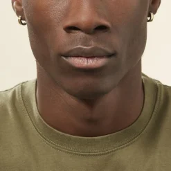 Discount JOURDAN Créoles Tilos Dore / Blanc acier bicolore