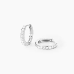 Online Histoire d'Or Créoles Jussi Argent Blanc Oxyde De Zirconium