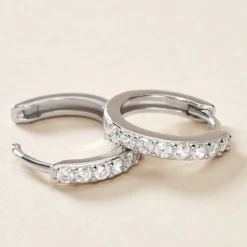 Online Histoire d'Or Créoles Jussi Argent Blanc Oxyde De Zirconium