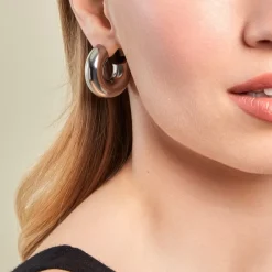 Outlet Histoire d'Or Créoles Letty acier blanc sans pierre