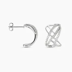 Outlet Histoire d'Or Créoles Marlow Argent Blanc Oxyde De Zirconium