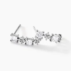 Online Histoire d'Or Créoles Marquis Or Blanc Oxyde De Zirconium