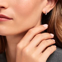 Online Histoire d'Or Créoles Marquis Or Blanc Oxyde De Zirconium