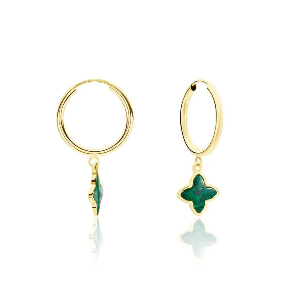 Clearance Histoire d'Or Créoles Marvella Or Jaune Malachite or jaune malachite vert