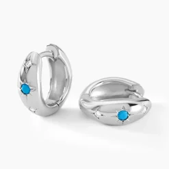 Online Histoire d'Or Créoles Ocean Argent Blanc Oxyde De Zirconium argent blanc oxyde bleu