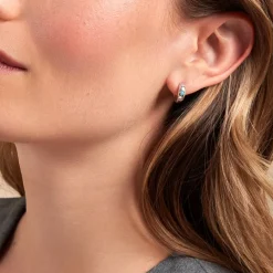 Online Histoire d'Or Créoles Ocean Argent Blanc Oxyde De Zirconium argent blanc oxyde bleu