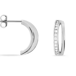 Online Histoire d'Or Créoles Otho Rondes Argent Blanc Oxyde De Zirconium