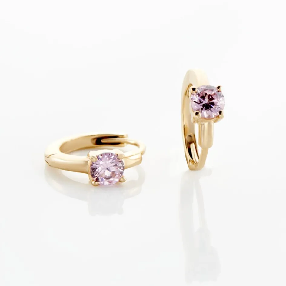 Hot Histoire d'Or Créoles Plaqué Or Laurick Oxydes De Zirconium plaqué or jaune oxyde rose