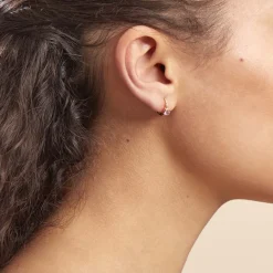 Hot Histoire d'Or Créoles Plaqué Or Laurick Oxydes De Zirconium plaqué or jaune oxyde rose