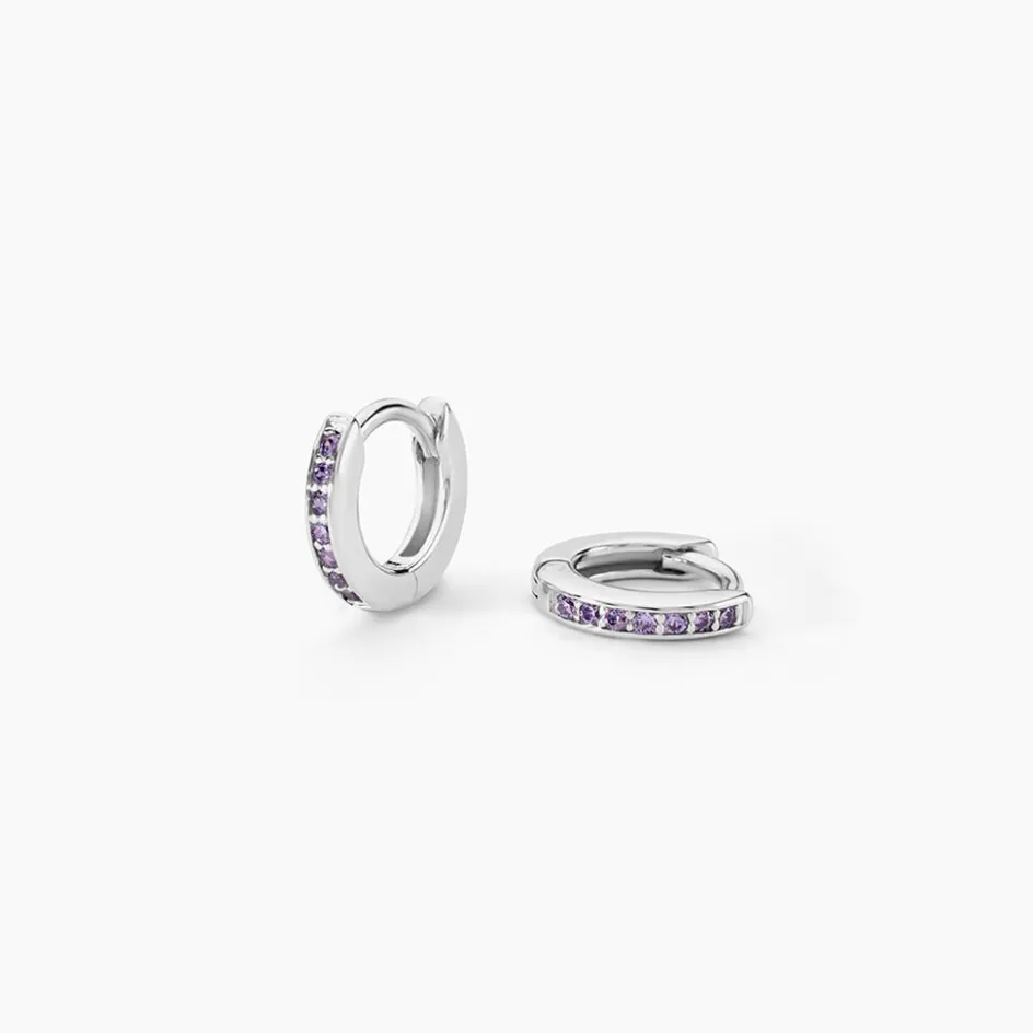 Hot Histoire d'Or Créoles Rio Argent Blanc Oxyde De Zirconium argent blanc oxyde violet