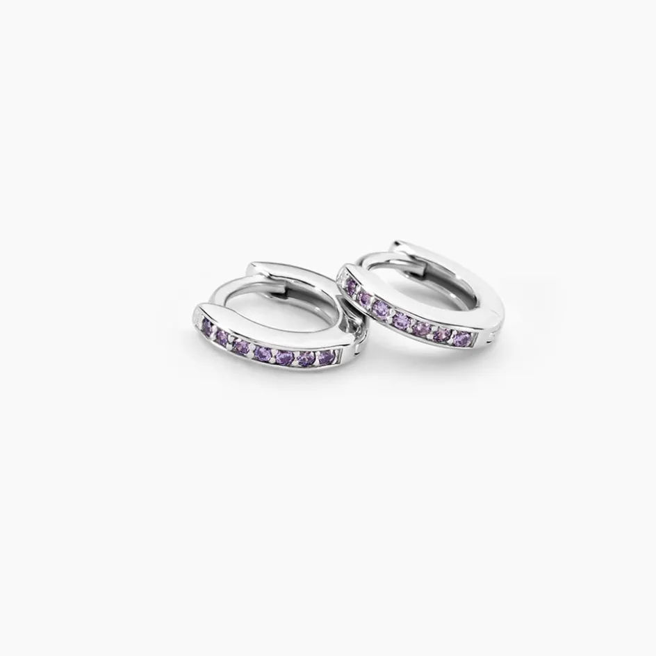 Hot Histoire d'Or Créoles Rio Argent Blanc Oxyde De Zirconium argent blanc oxyde violet