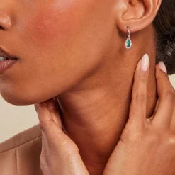 Best Histoire d'Or Créoles Serafine Argent Blanc Malachite Oxyde De Zirconium