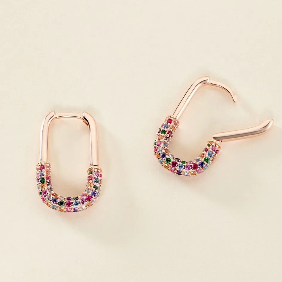 Discount Histoire d'Or Créoles Urban Call De Synthese Oxyde De Zirconium argent rose pierre