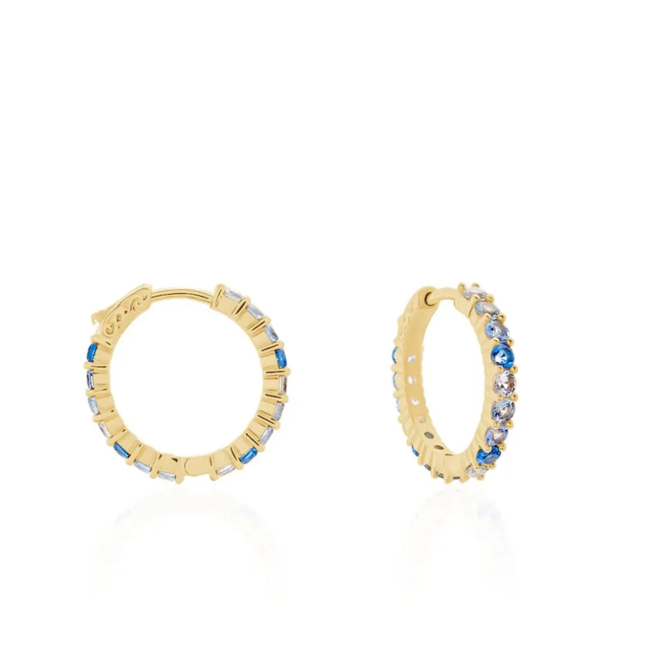 Histoire d'Or Créoles Zoelia Rondes Plaqué Or Jaune Pièrres De Synthèse* Boucles D'Oreilles|Boucles D'Oreilles Fantaisie