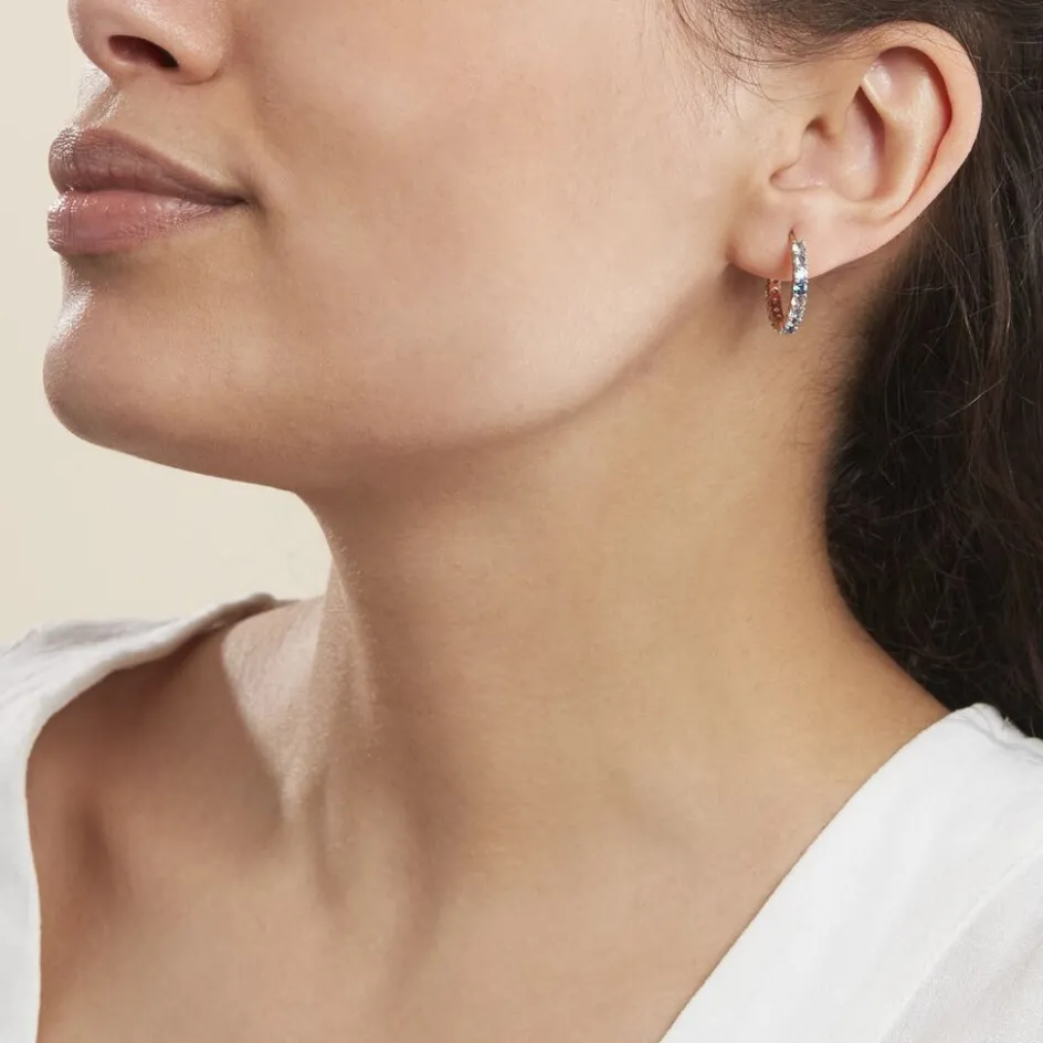 Histoire d'Or Créoles Zoelia Rondes Plaqué Or Jaune Pièrres De Synthèse* Boucles D'Oreilles|Boucles D'Oreilles Fantaisie