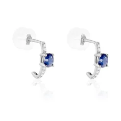 Outlet Histoire d'Or Demi Créoles Barrett Diamant or blanc saphir