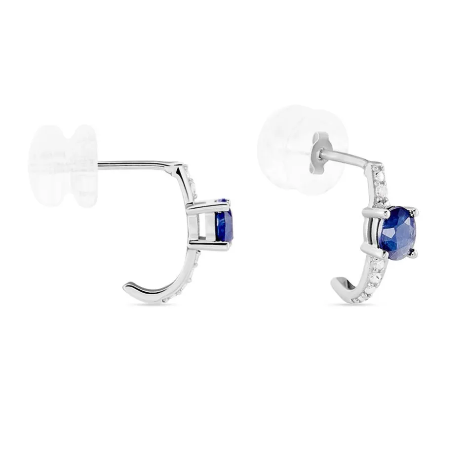 Outlet Histoire d'Or Demi Créoles Barrett Diamant or blanc saphir